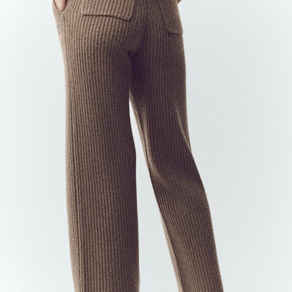 Alo Yoga Cashmere High-Waist Northstar Straight Leg Pant Alpine Cocoa Heather - Picture 3 of 4